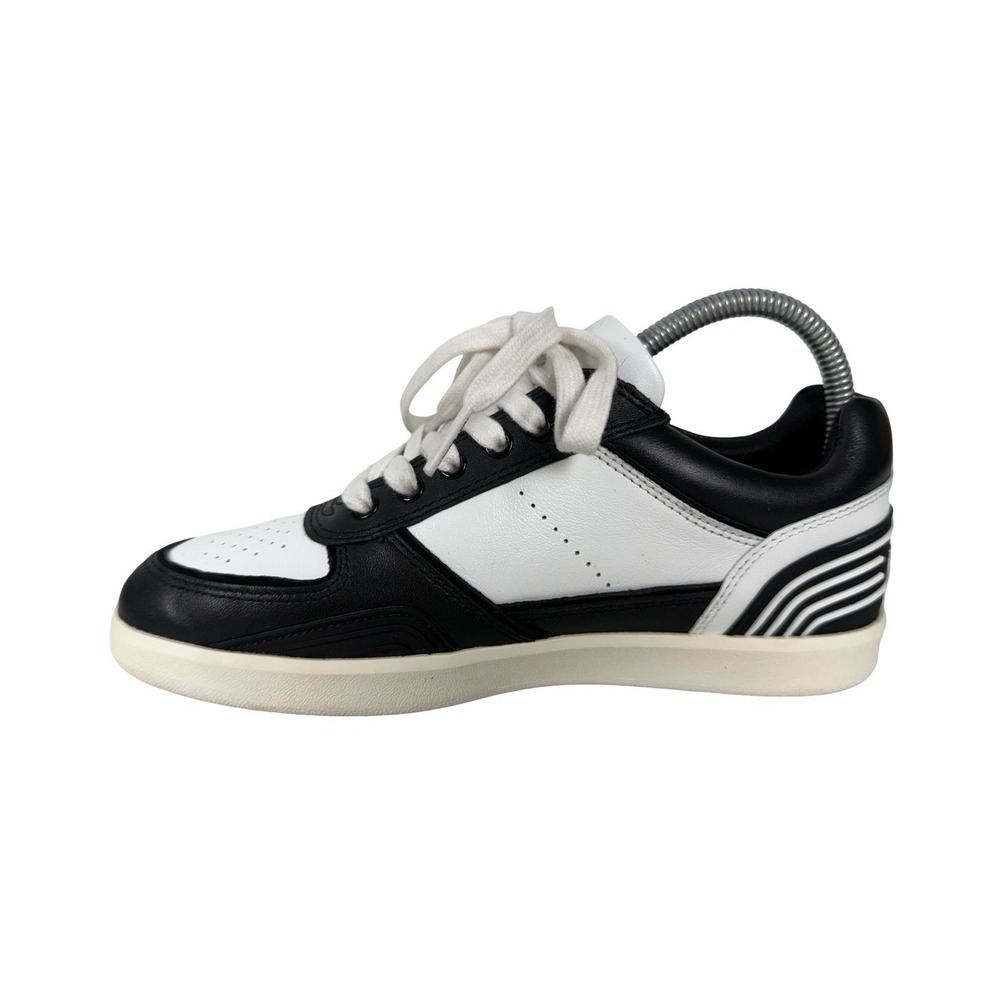 Tory Burch Clover Court Leather Sneakers Black White Womens 6.5 Casual Athletic - Picture 2 of 10